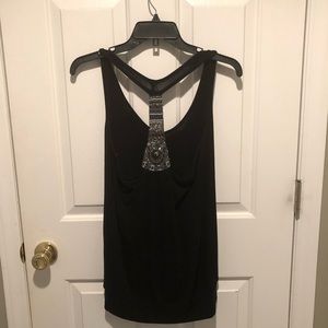 Racerback knitted tank with back embellishments